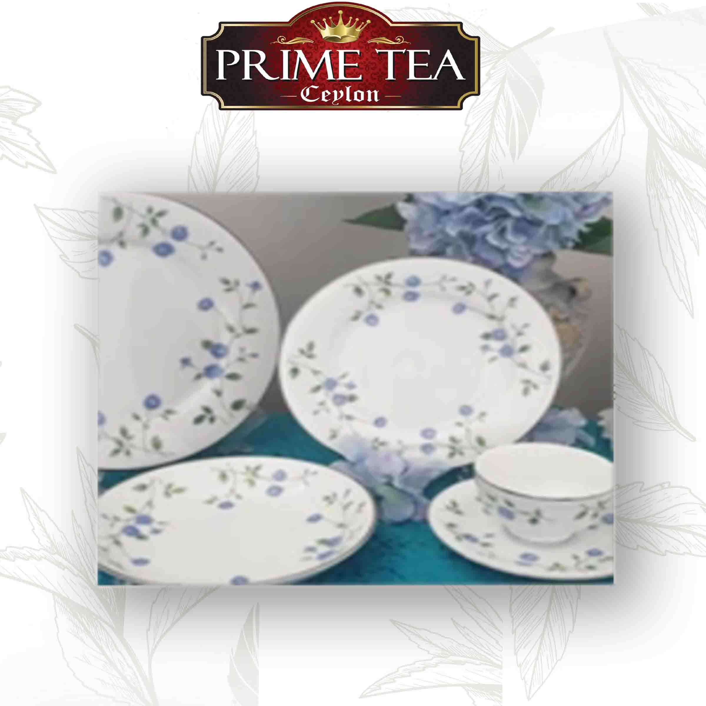 Blue Rose Translucent Porcelain 20pcs set includes Ceramic Cups & Saucer