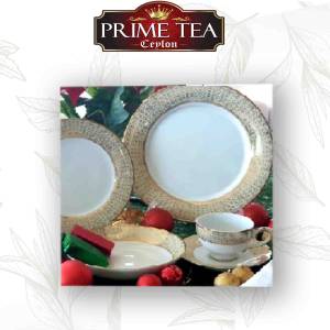 Christmas Jewel Cream Translucent Porcelain 20 pcs  set includes Cups & Saucer