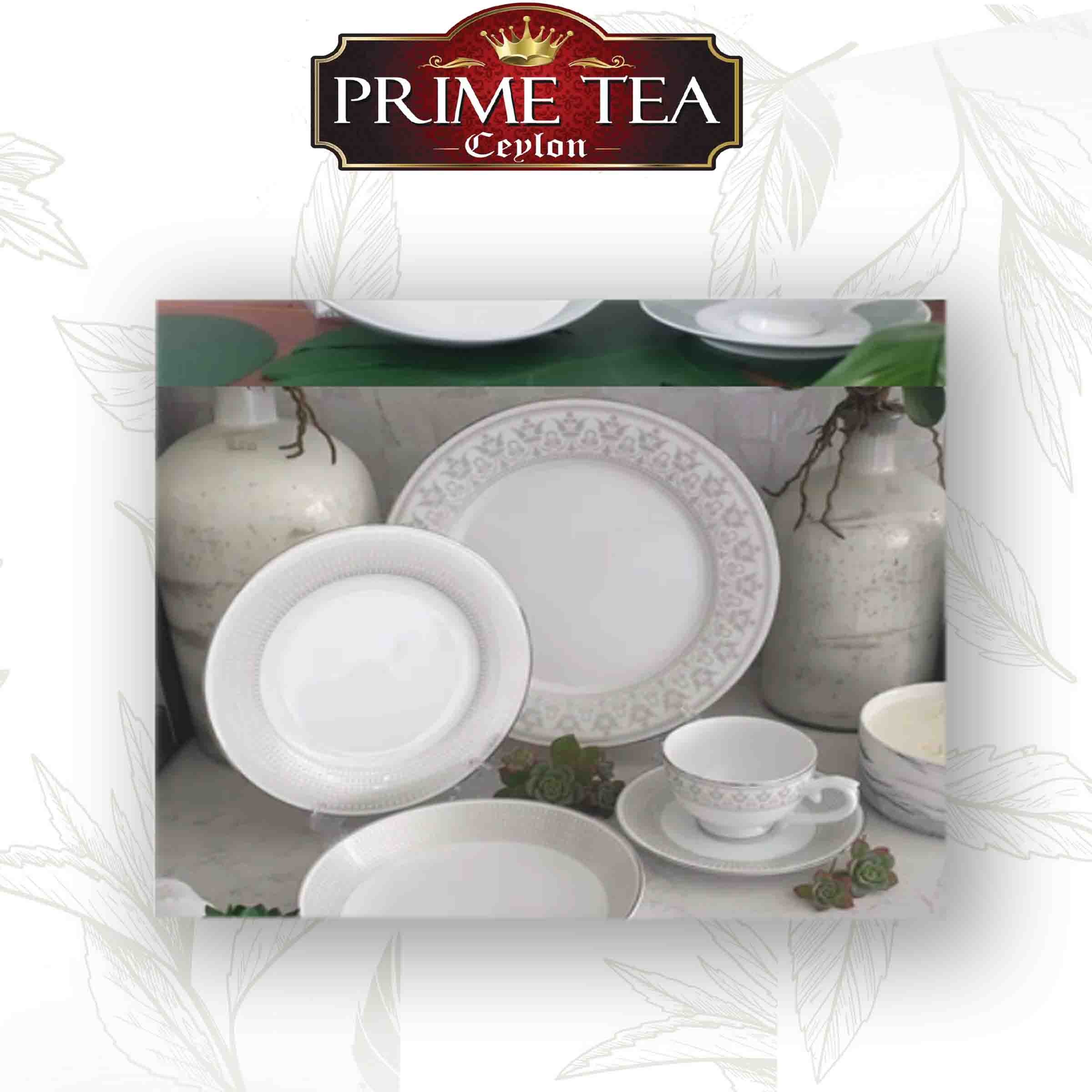 Dilini Platinum Translucent Porcelain 20pcs set includes Cups & Saucers