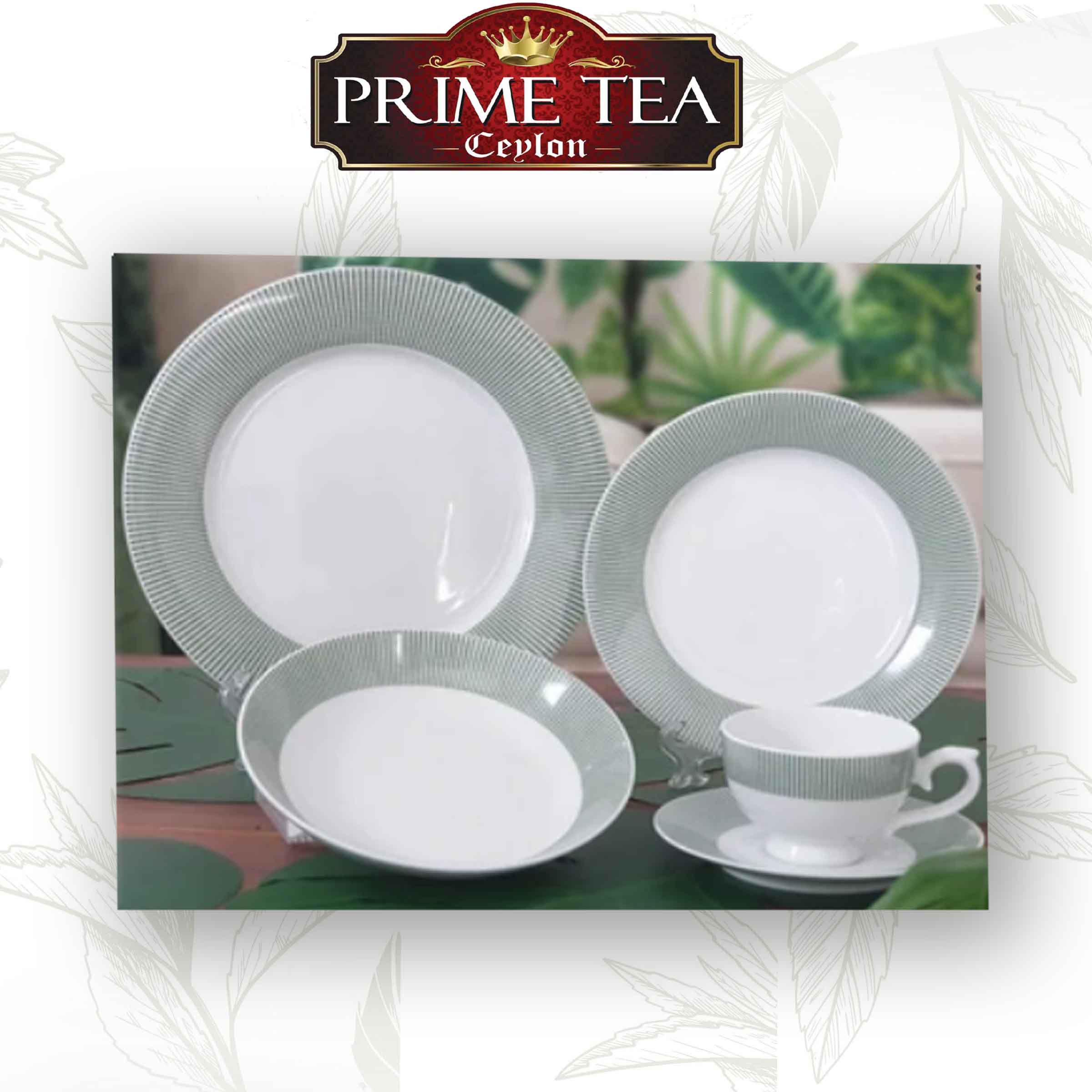 Smart Dark Green Translucent Porcelain 20 pcs set includes Cups & Saucers